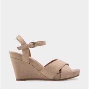 Aerosoles Taupe Wedge Faux Suede Wedge Sandal - Size 9 - Great Condition